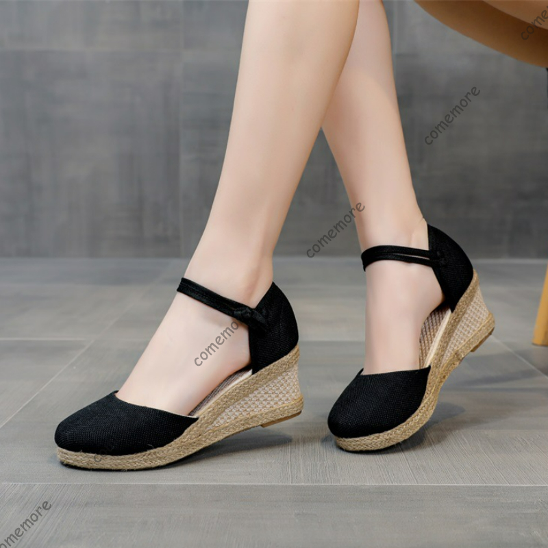 Espadrille Wedge Shoes - Comemore Sandals High Heel Summer Footwear