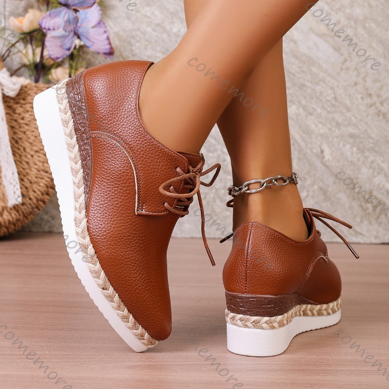 Leather Lace-Up Women's Wedge  - Espadrille Wedge Shoes review and price