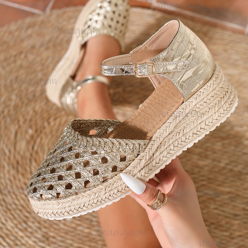 Boho Women's Hollow Out Woven  - Espadrille Wedge Shoes review and price