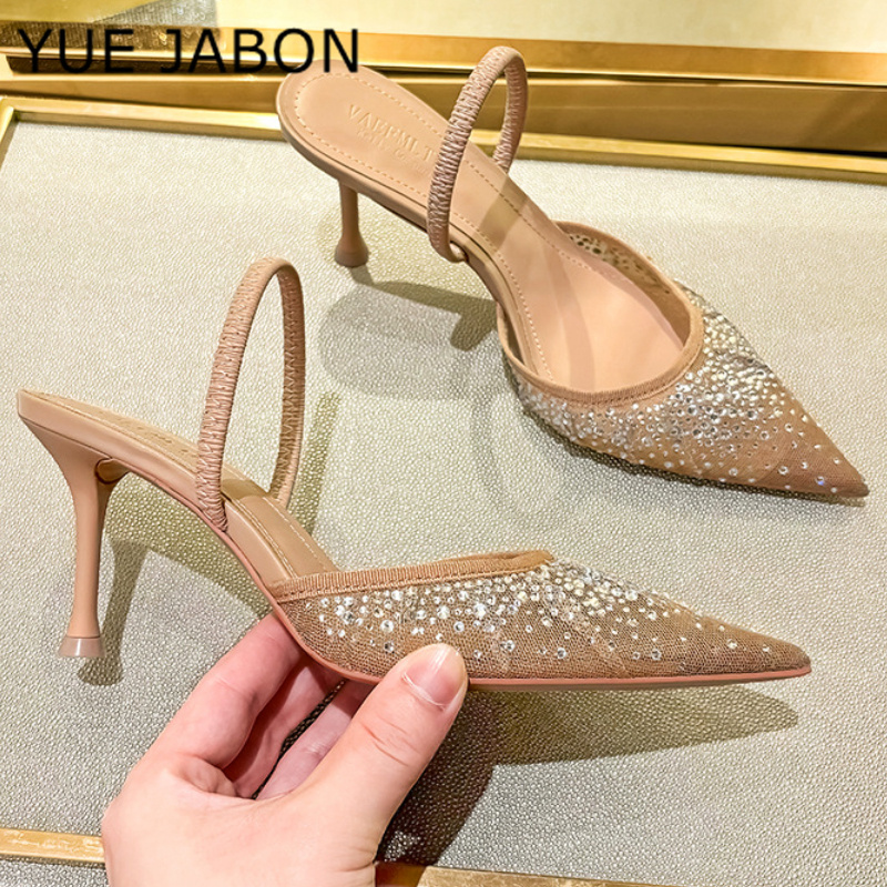 Mesh Rhinestone High Heel Sand - Women Shoes Ysl review and price